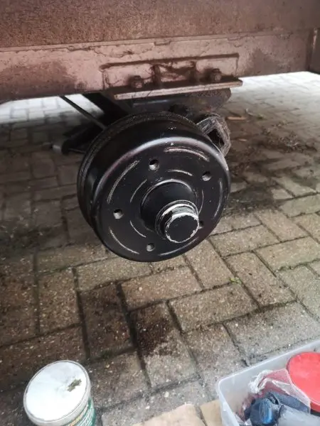 Car drum brake during repair